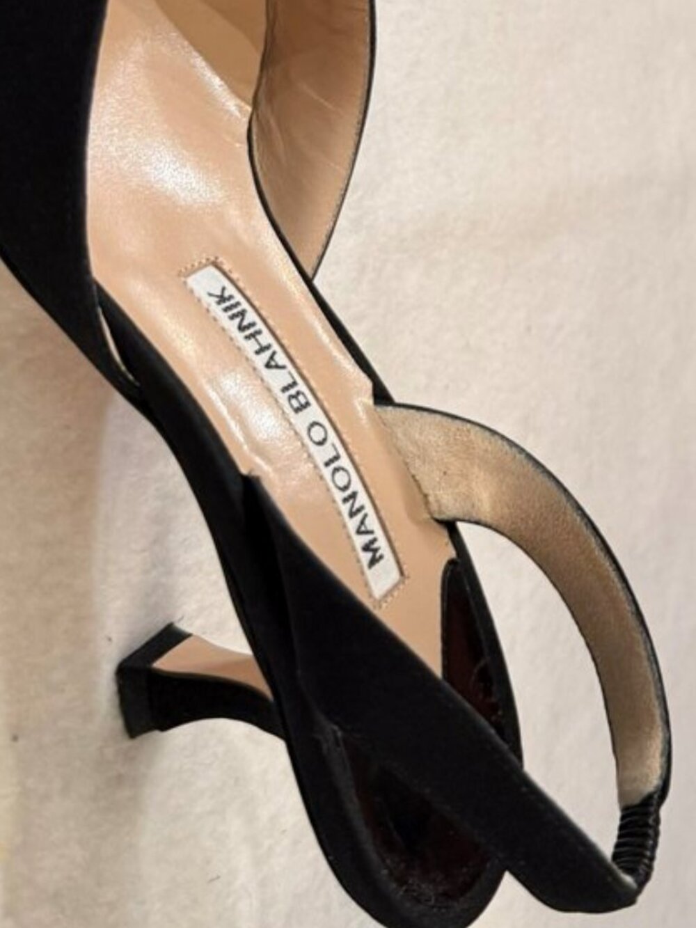 Manolo Blahnik Carolyne 50 Black Crepe Slingback Pumps Size US size 6.5 - Picture 7 of 12